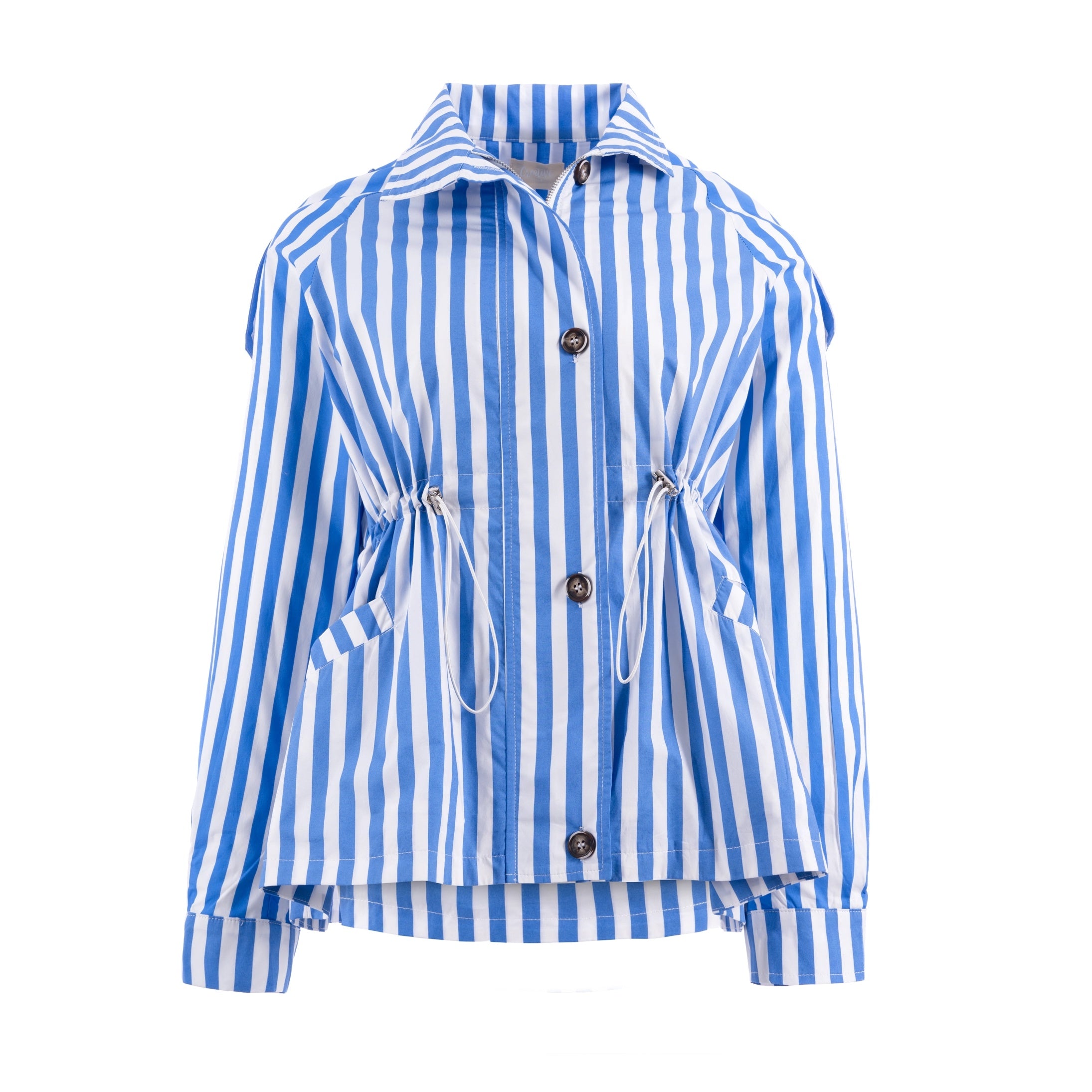Blue Stripe Jacket  جاكيت متناسق كم طويل