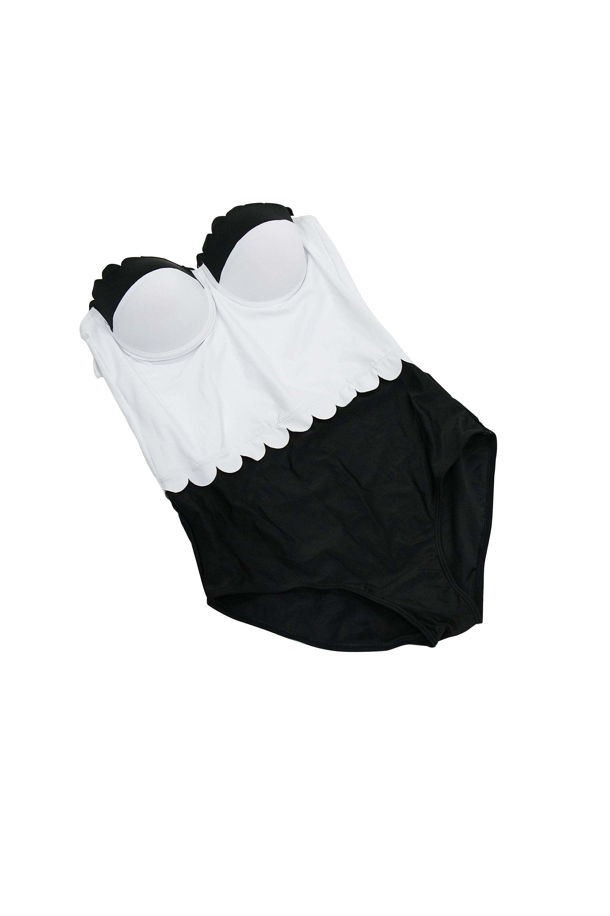 White Black One-piece Swimsuitثياب البح