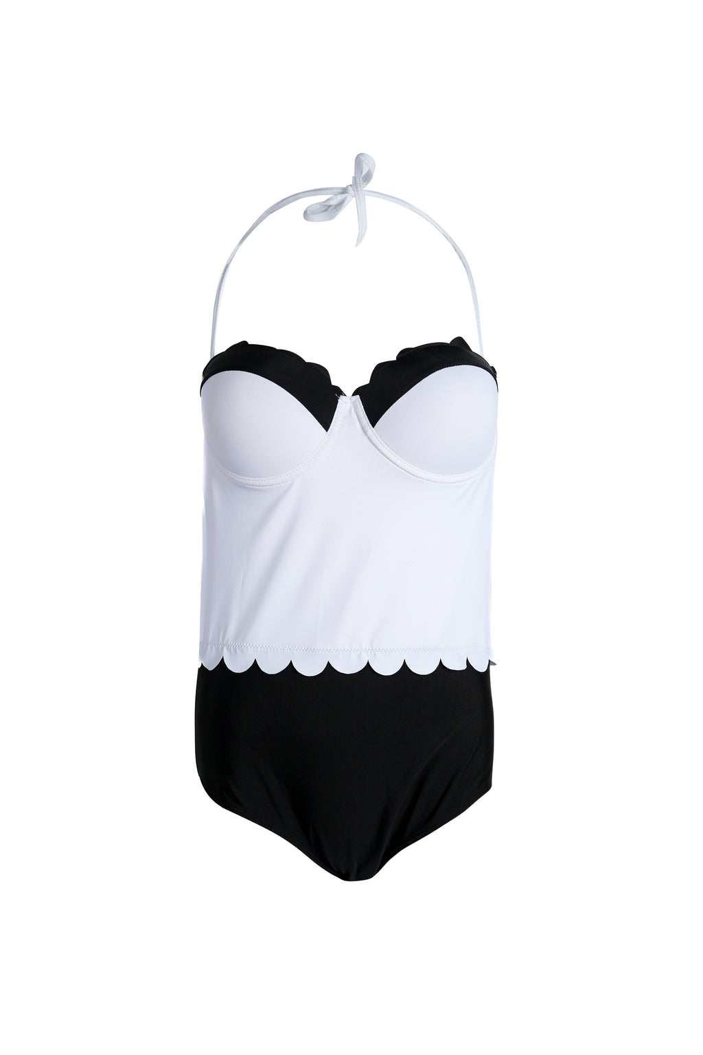 White Black One-piece Swimsuitثياب البح