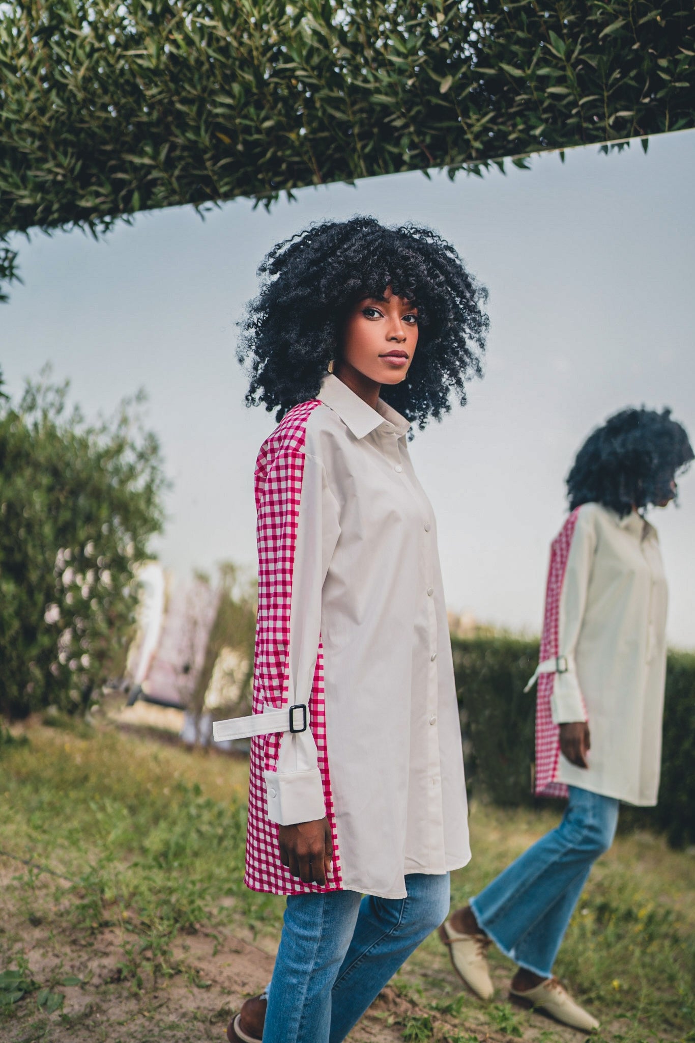 Shirt fit long printed long sleeves  قميص متناسق طويل اكمام طويله مطبوع