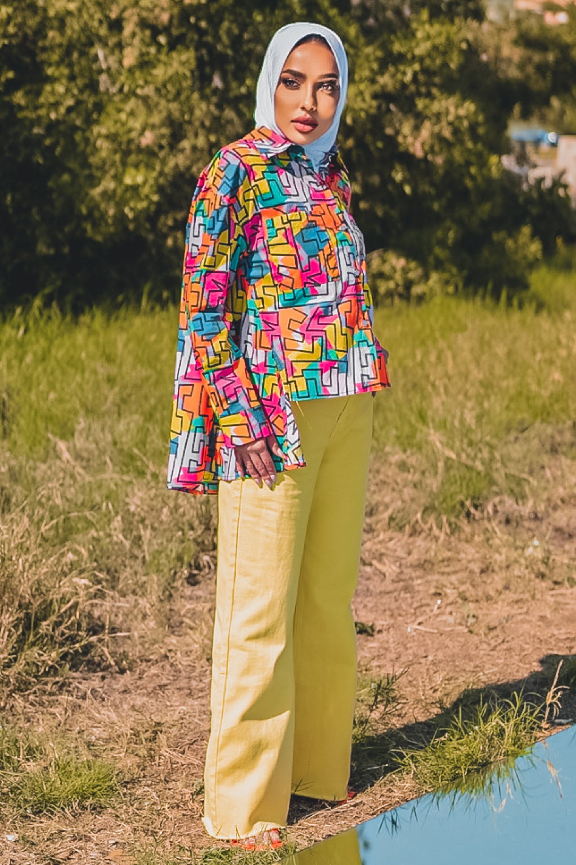 PANTS FLOW LONG PLAIN 00 - بنطلون فضفاض طويل ساده