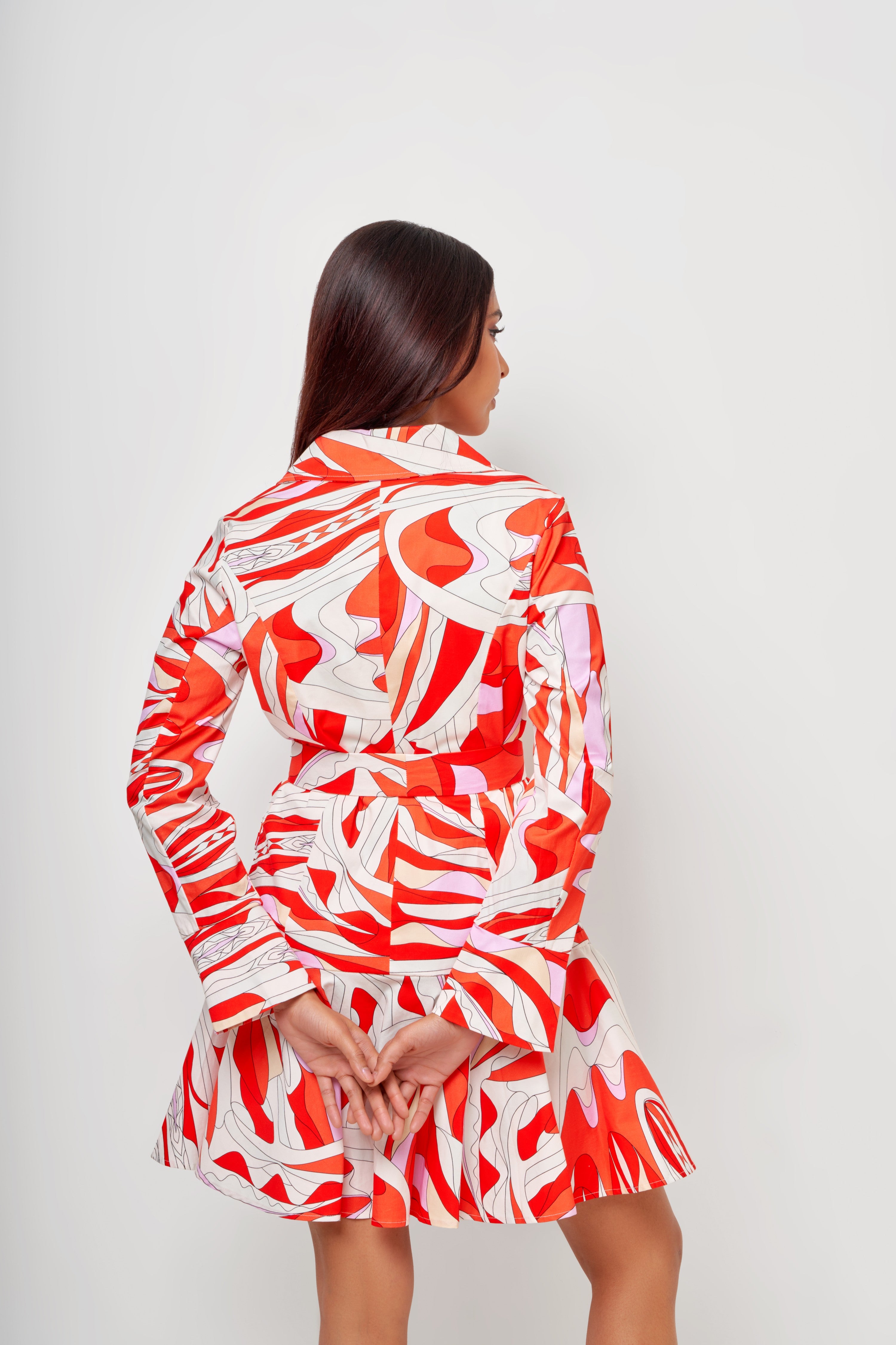 keep it colorful "shirt flow mid long sleeve printed "قميص منسدل مع القوام متوسط طويل الأكمام مطبوع	"