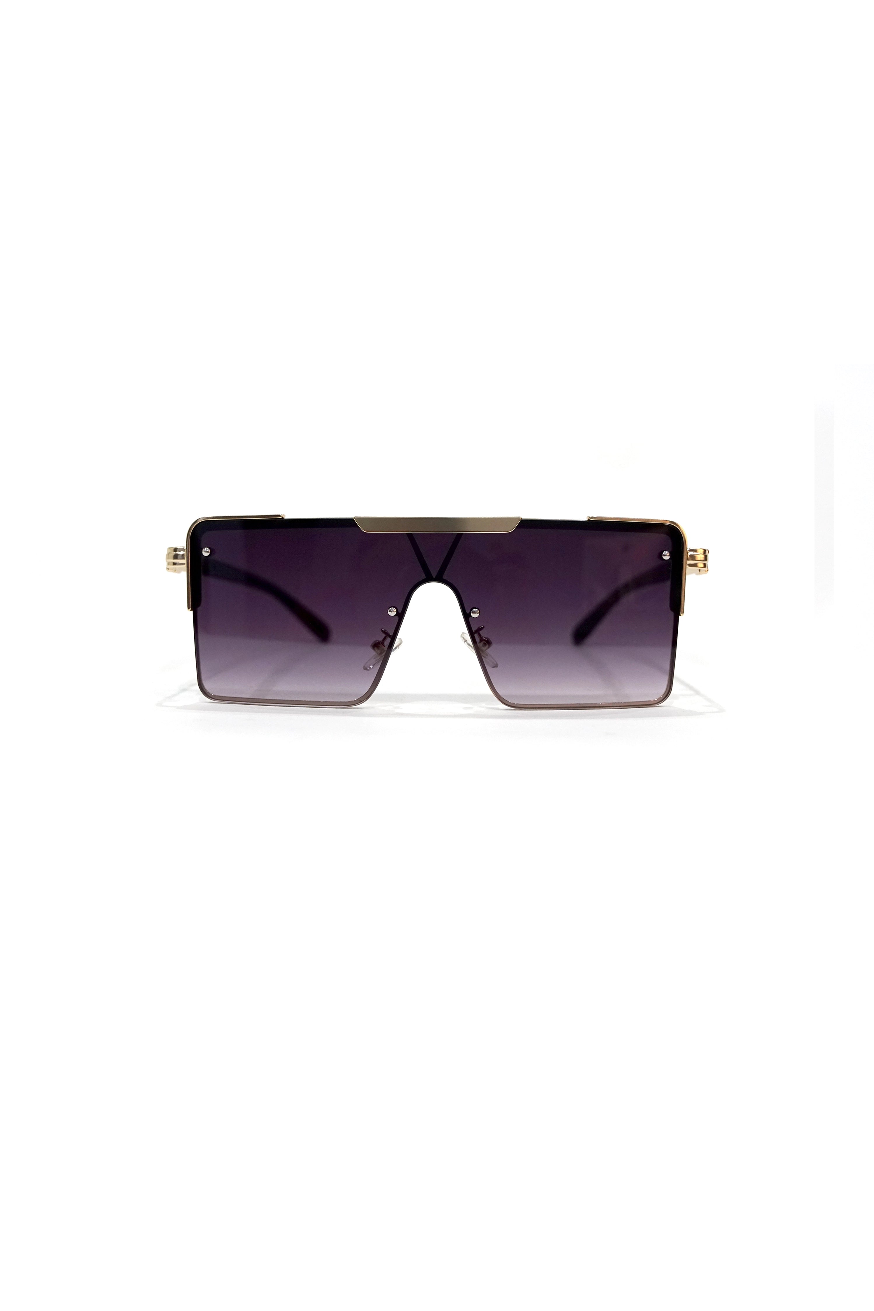 SUNGLASSES BLACK&GOLD PLAIN-نظارات شمسية سوداء وذهبي