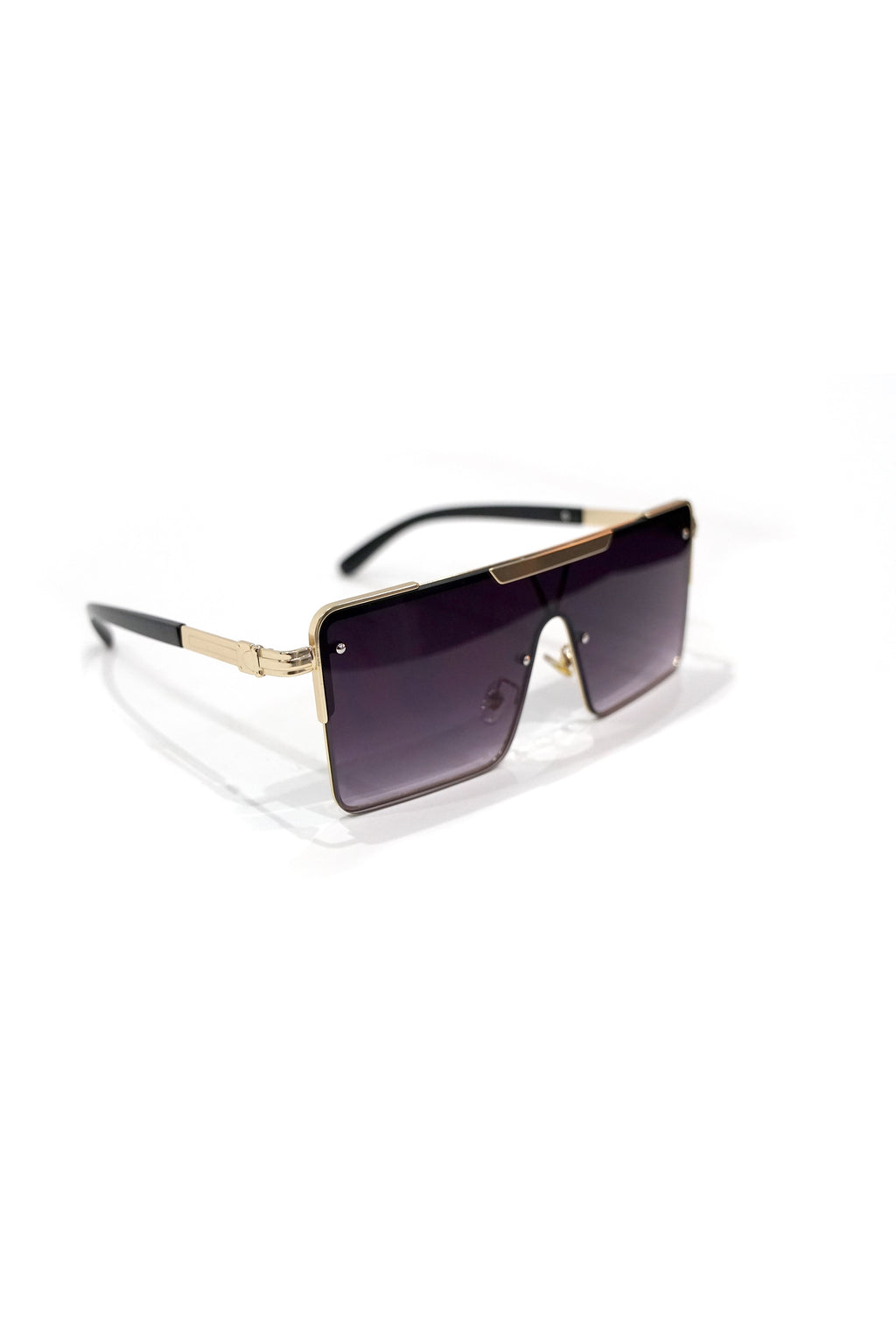 SUNGLASSES BLACK&GOLD PLAIN-نظارات شمسية سوداء وذهبي