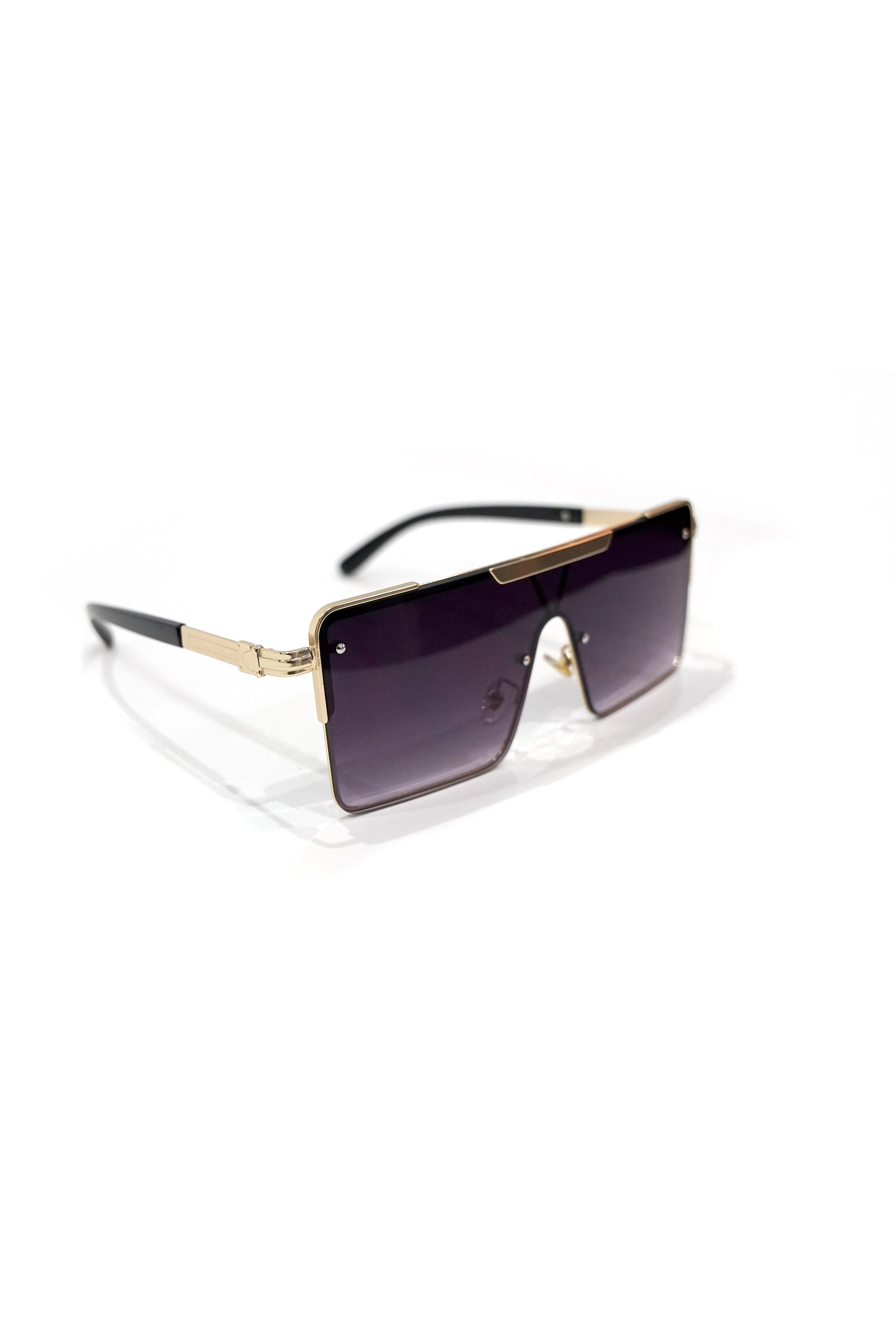 SUNGLASSES BLACK&GOLD PLAIN-نظارات شمسية سوداء وذهبي