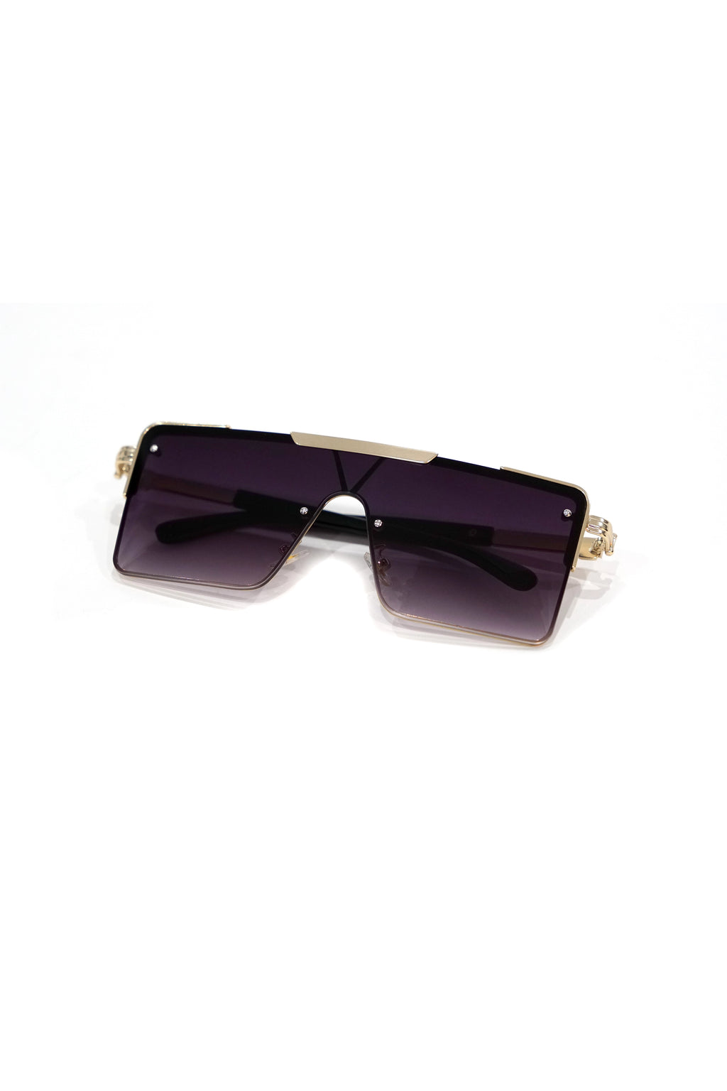 SUNGLASSES BLACK&GOLD PLAIN-نظارات شمسية سوداء وذهبي