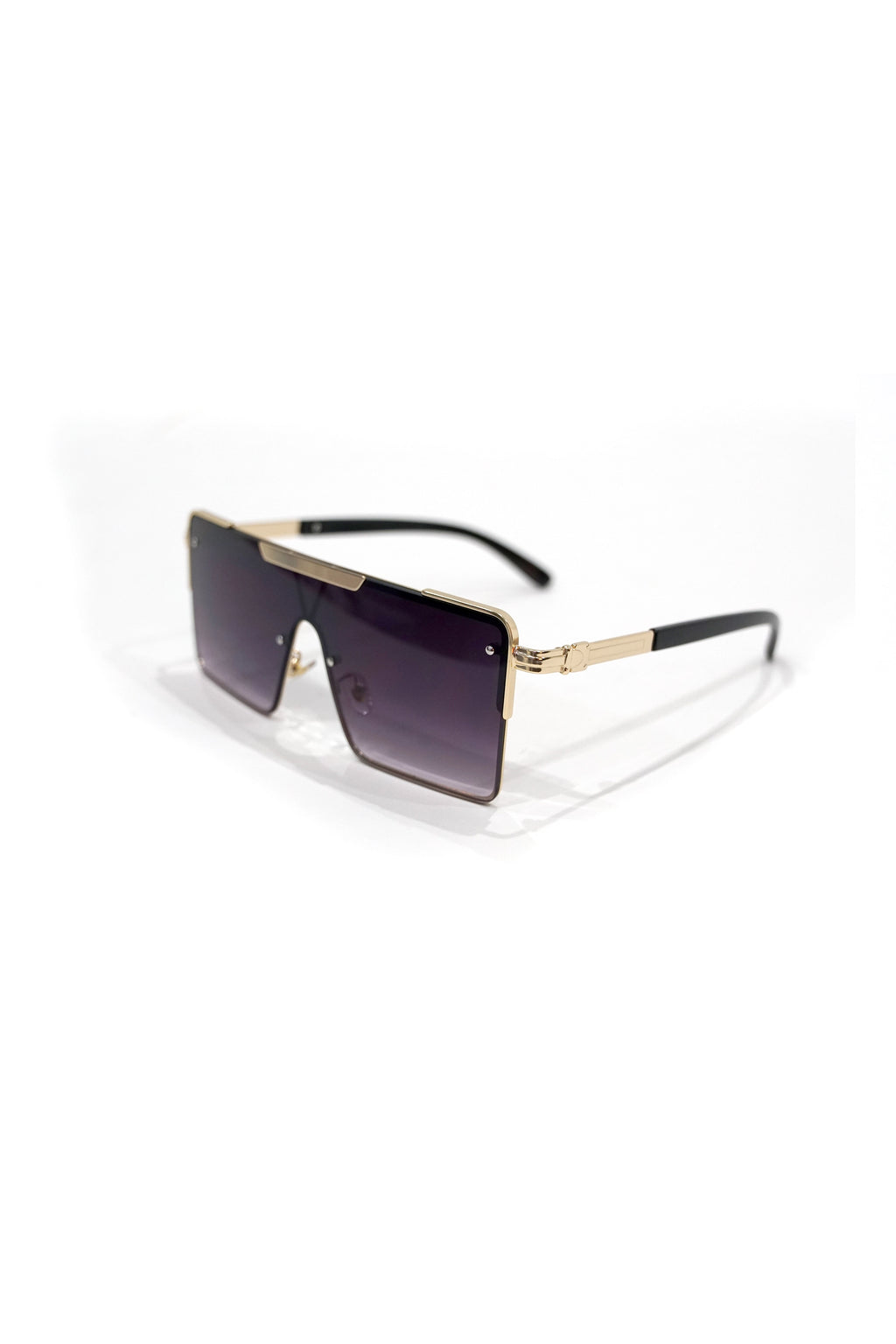 SUNGLASSES BLACK&GOLD PLAIN-نظارات شمسية سوداء وذهبي