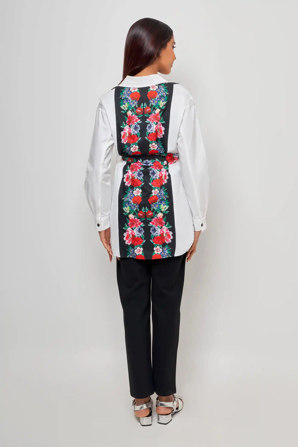 happy holiday-   shirt  flow mid-long sleeve printed- قميص منسدل مع القوام متوسط الطول اكمام طويله مطبوع