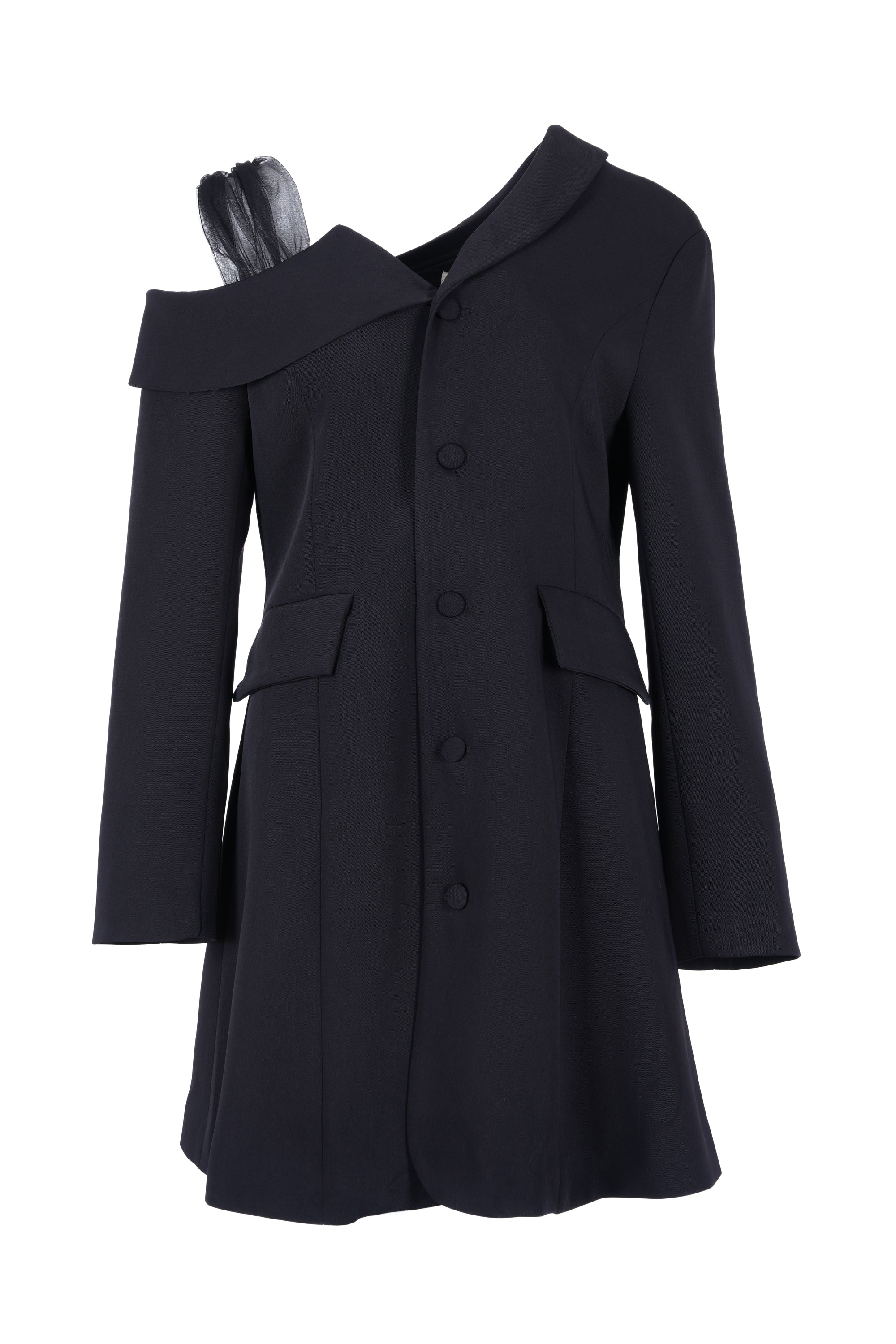 cyber time - dress flow mid off shoulder plain - فستان متناسق متوسط الطول اكمام مفتوحه من الكتف ساده