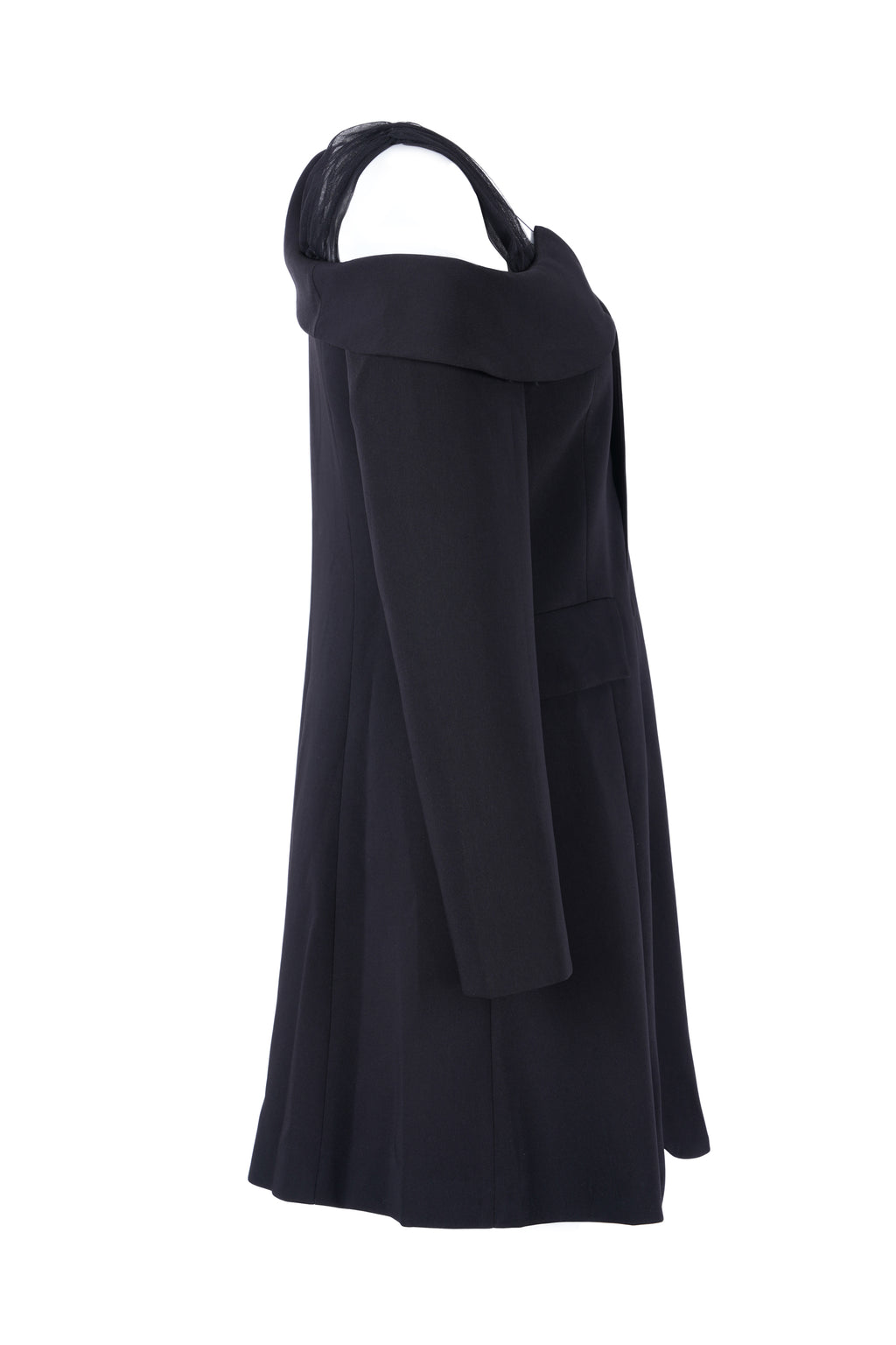 cyber time - dress flow mid off shoulder plain - فستان متناسق متوسط الطول اكمام مفتوحه من الكتف ساده