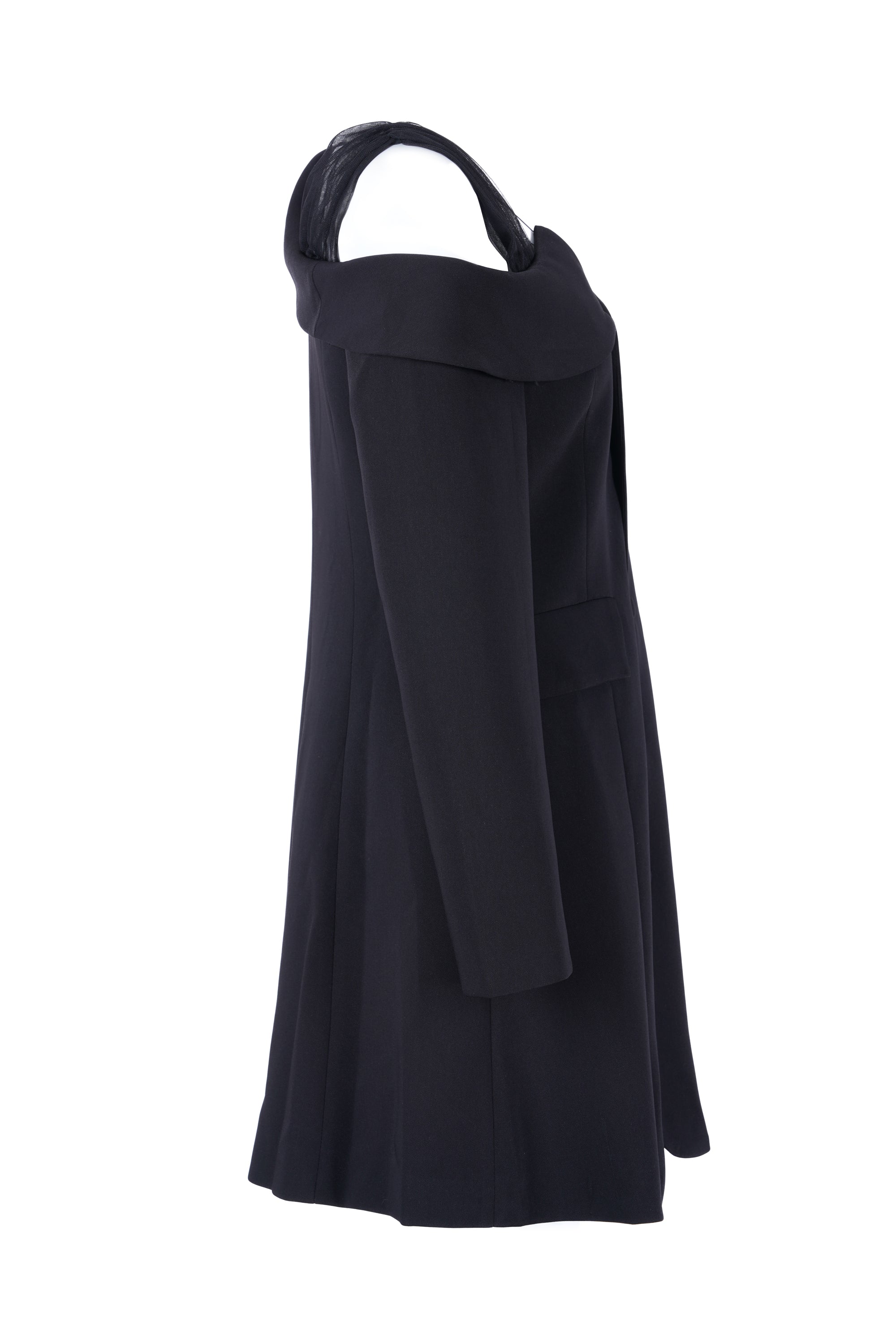 cyber time - dress flow mid off shoulder plain - فستان متناسق متوسط الطول اكمام مفتوحه من الكتف ساده