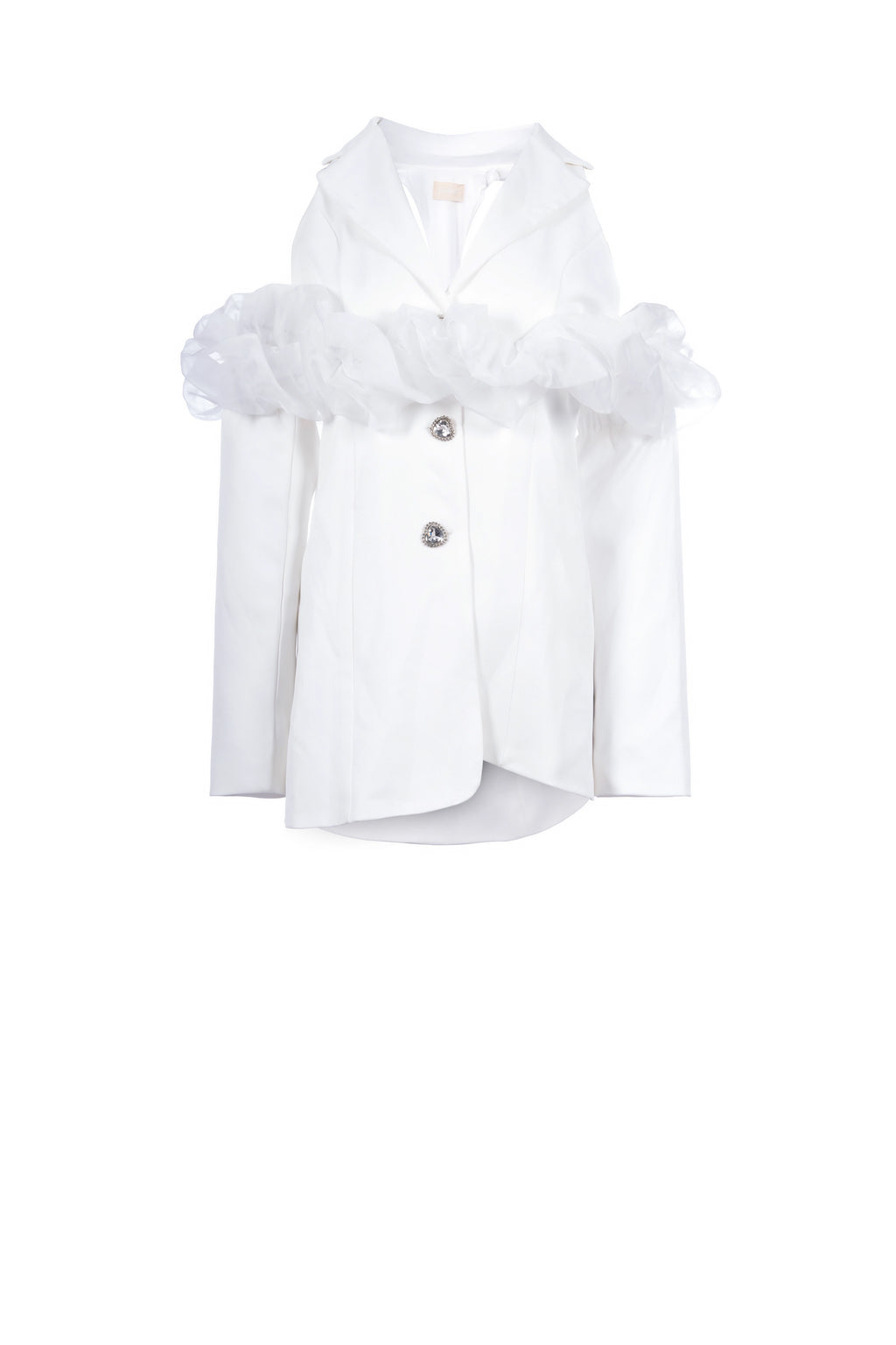 charm white fit blazer long sleeve plain جاكيت متناسق كم طويل سادة