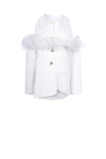 charm white fit blazer long sleeve plain جاكيت متناسق كم طويل سادة