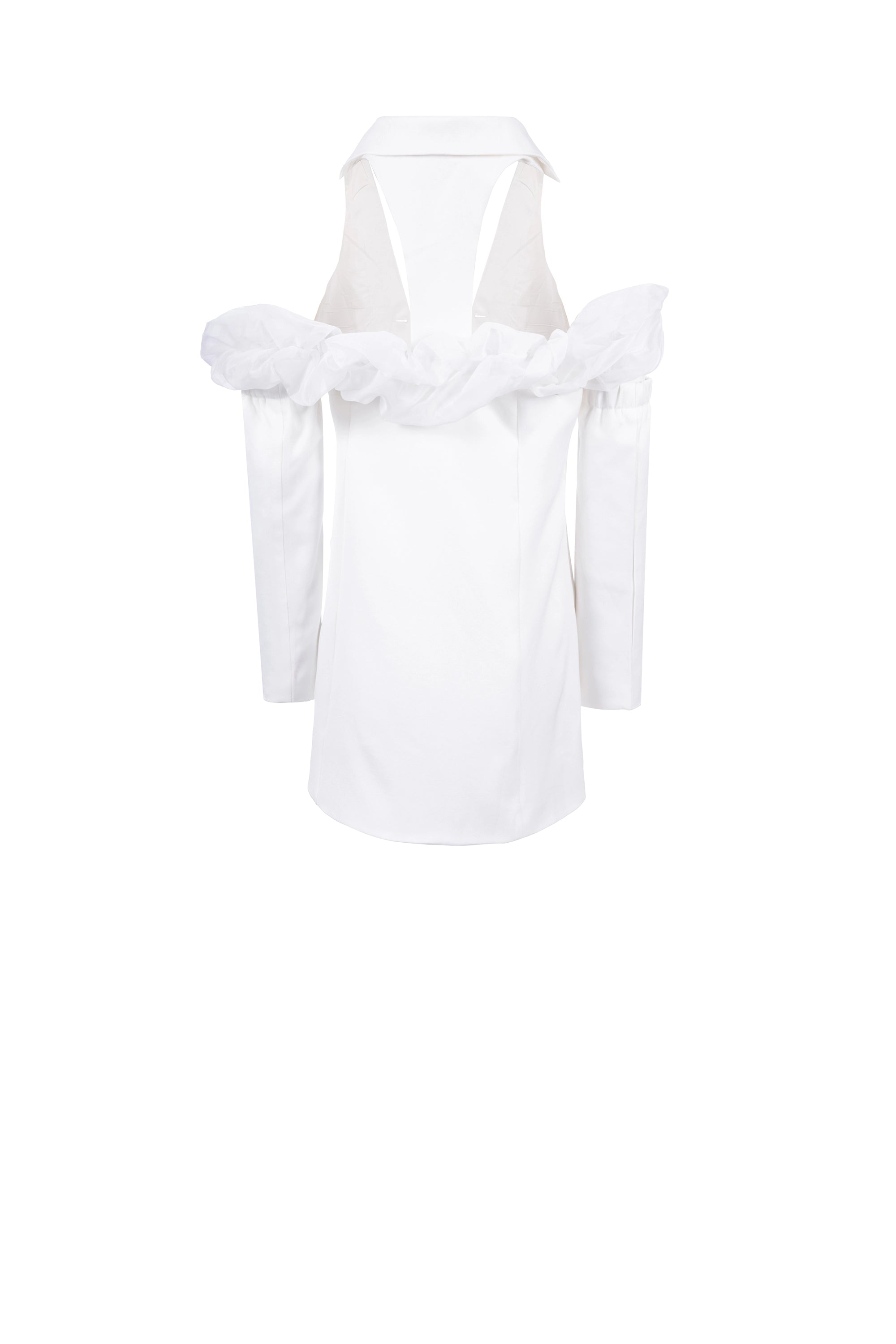 charm white fit blazer long sleeve plain جاكيت متناسق كم طويل سادة