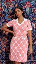Peplum Hem fit dress half sleeve فستان متناسق قصير كم قصير