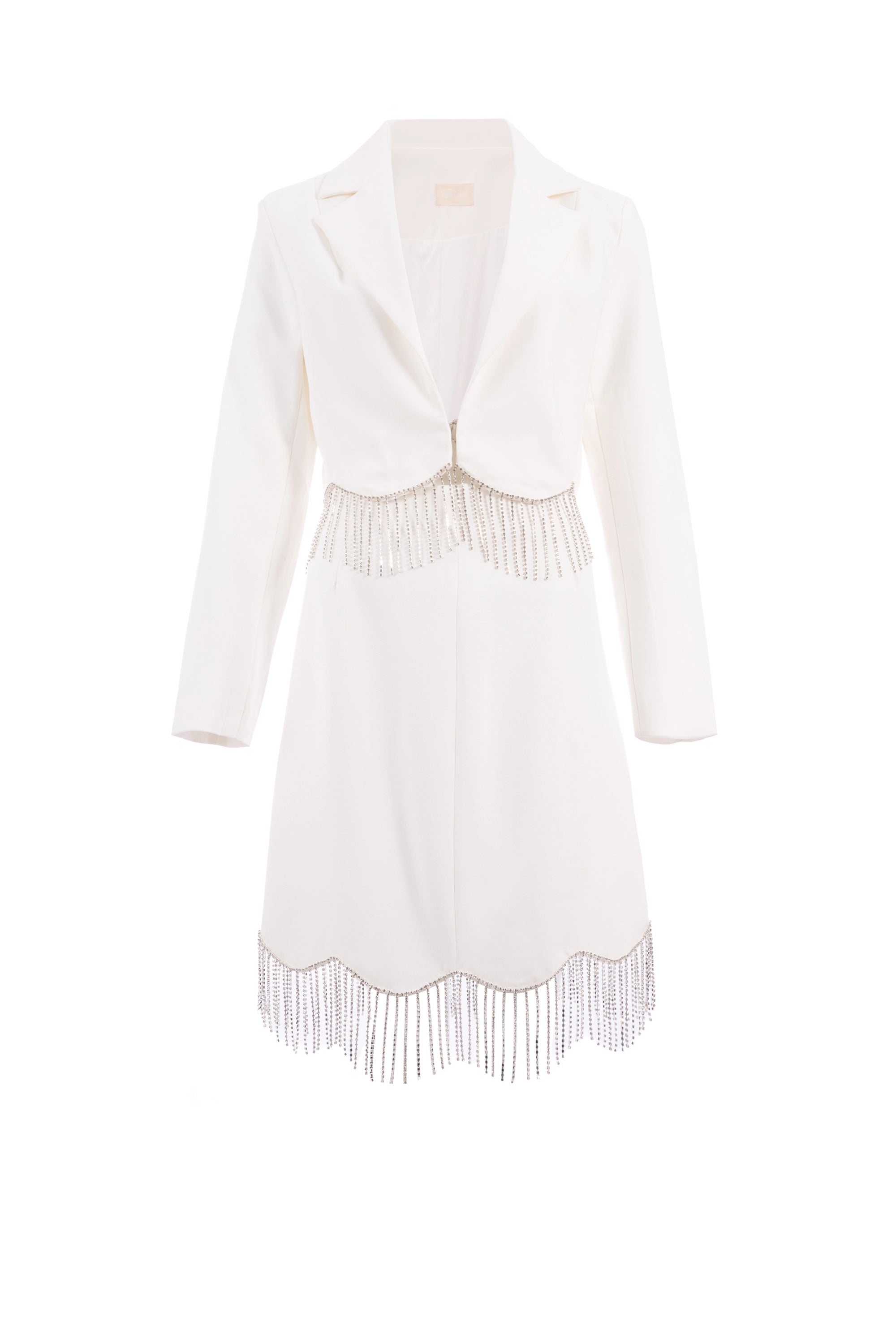Gleaming Glam set of skirt and fit long sleeve blazer طقم من قطعتين تنورة وجاكيت متناسق كم طويل