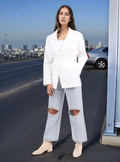 Buckled Vest  جاكيت متناسق كم طويل سادة