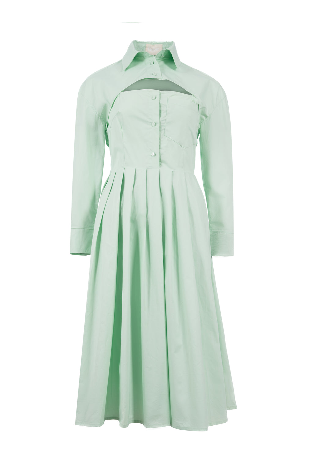Mint Leaf flow mini dress long sleeve plain فستان قصير منسدل كم طويل سادة