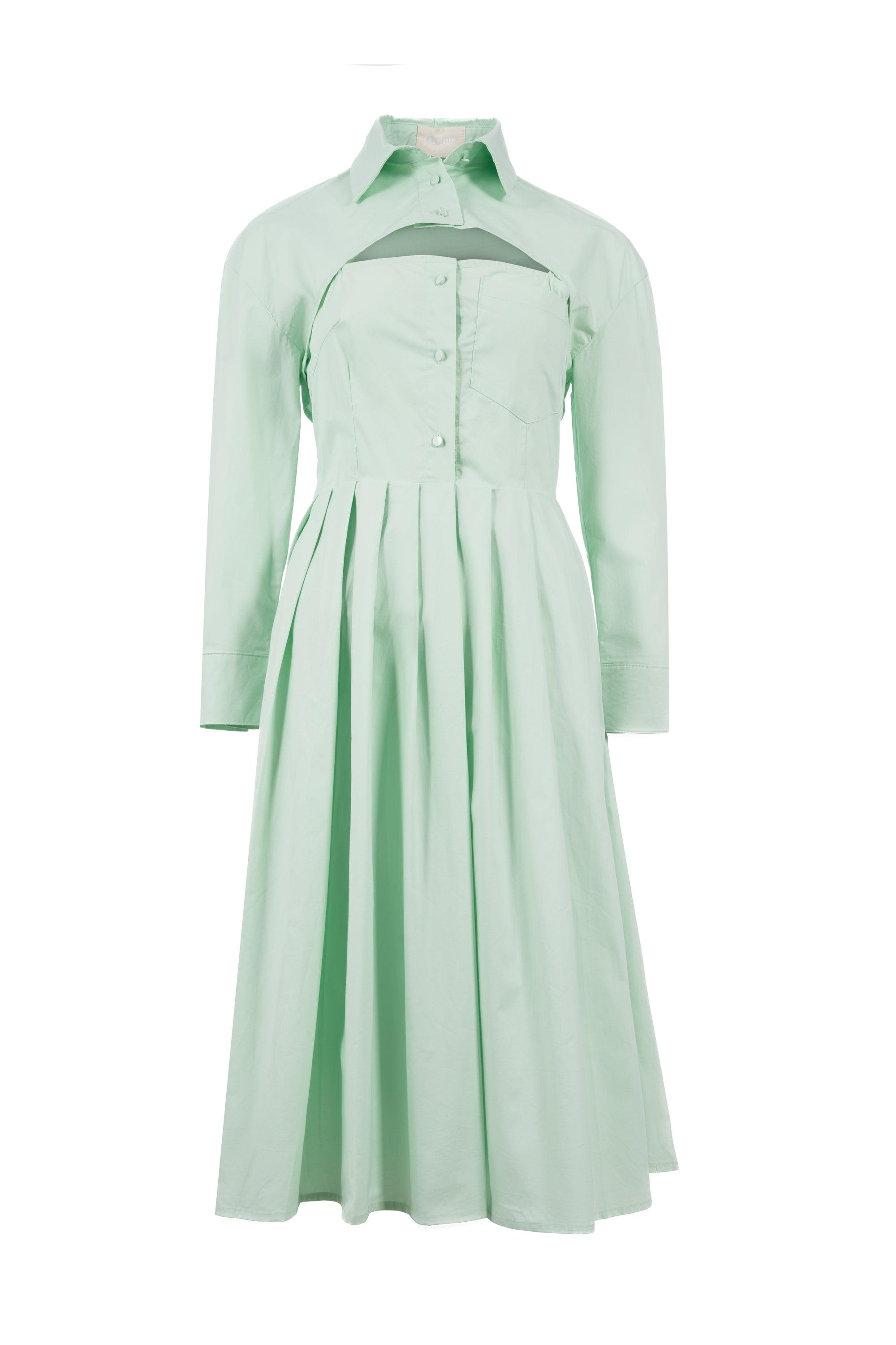 Mint Leaf flow mini dress long sleeve plain فستان قصير منسدل كم طويل سادة