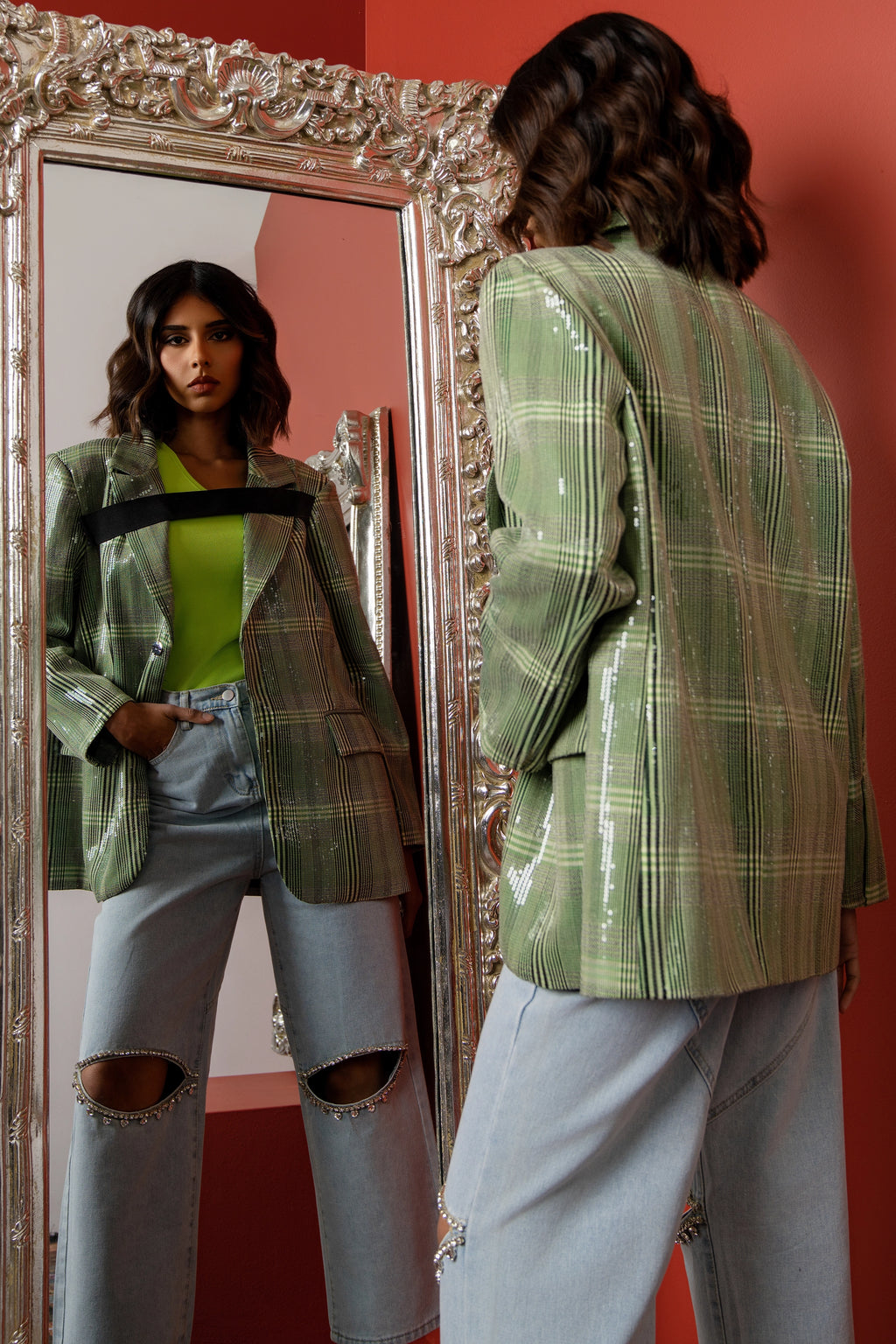 Evergreen fit blazer long sleeve جاكيت متناسق كم طويل