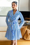 Blue Stripes fit jacket long sleeve stripe جاكيت متناسق كم طويل مخطط