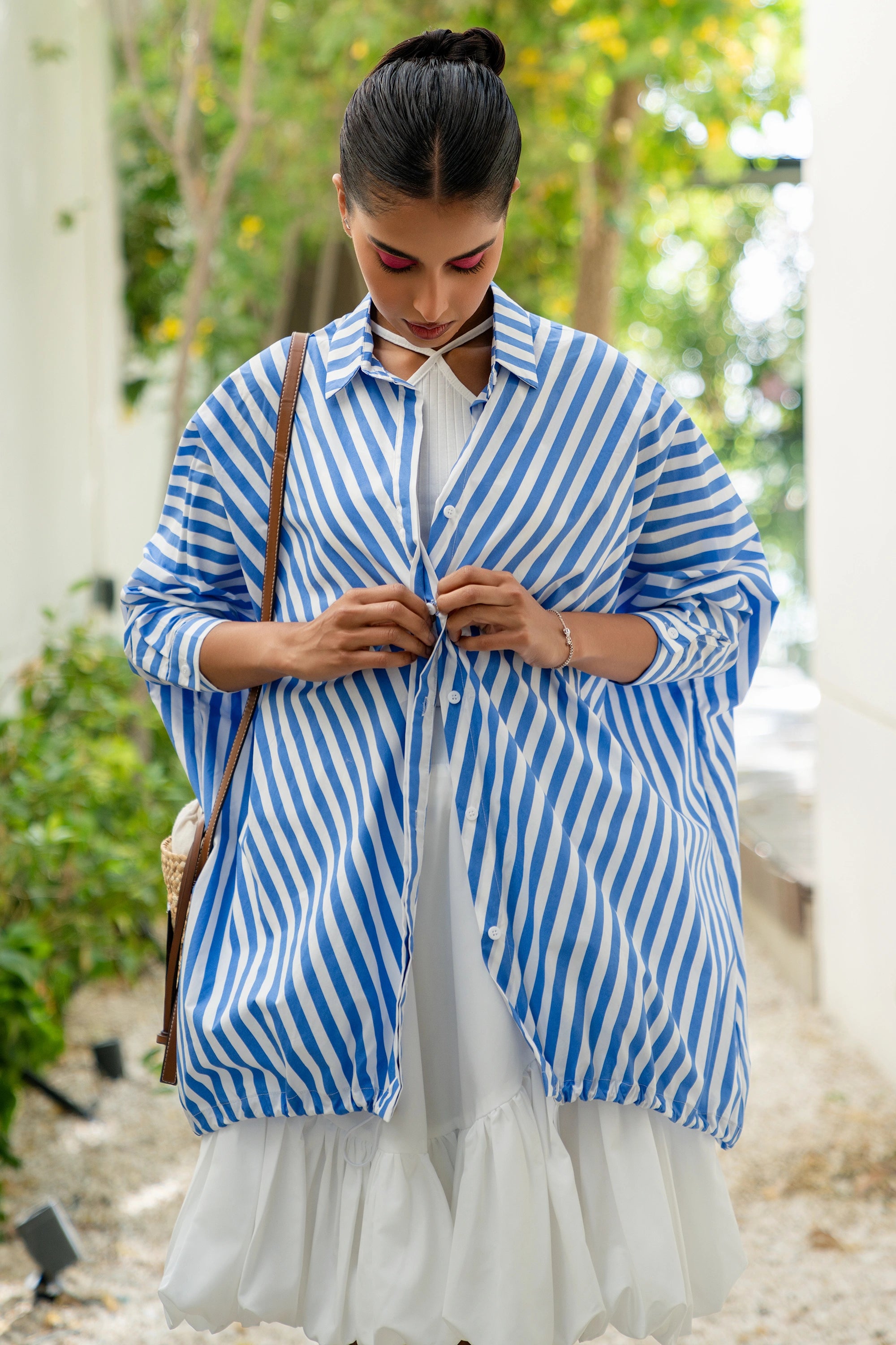 Skyline Stripes flow shirt long sleeve stripe قميص منسدل كم طويل مخطط