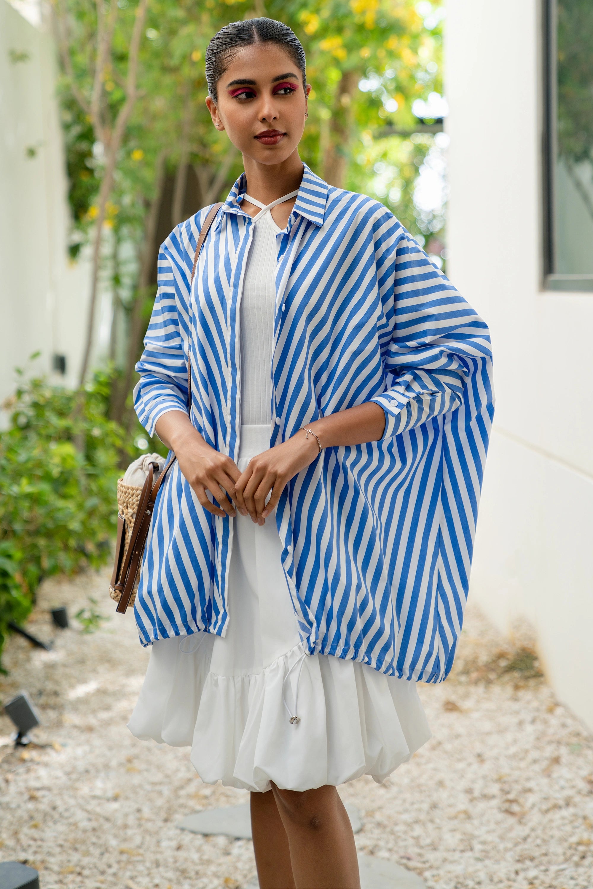 Skyline Stripes flow shirt long sleeve stripe قميص منسدل كم طويل مخطط