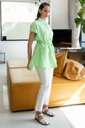 Pistachio fit shirt half sleeve plain قميص متناسق كم قصير سادة