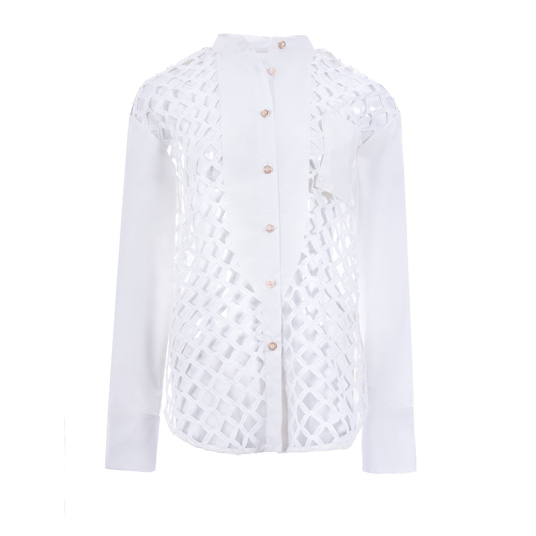 Pearl Perfection Fit Shirt Long Sleeve Plainقميص ضيق مع اكمام سادة