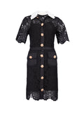 Classic Dress mid fit dress half sleeve plain فستان متناسق كم قصير ساده