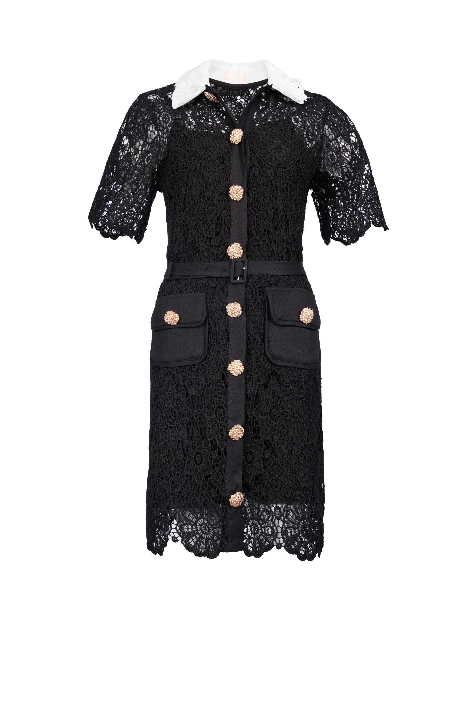 Classic Dress mid fit dress half sleeve plain فستان متناسق كم قصير ساده