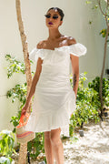 Mini Petal Fit mini dress Japanese sleeve plain فستان قصير متناسق أكمام بطابع ياباني سادة