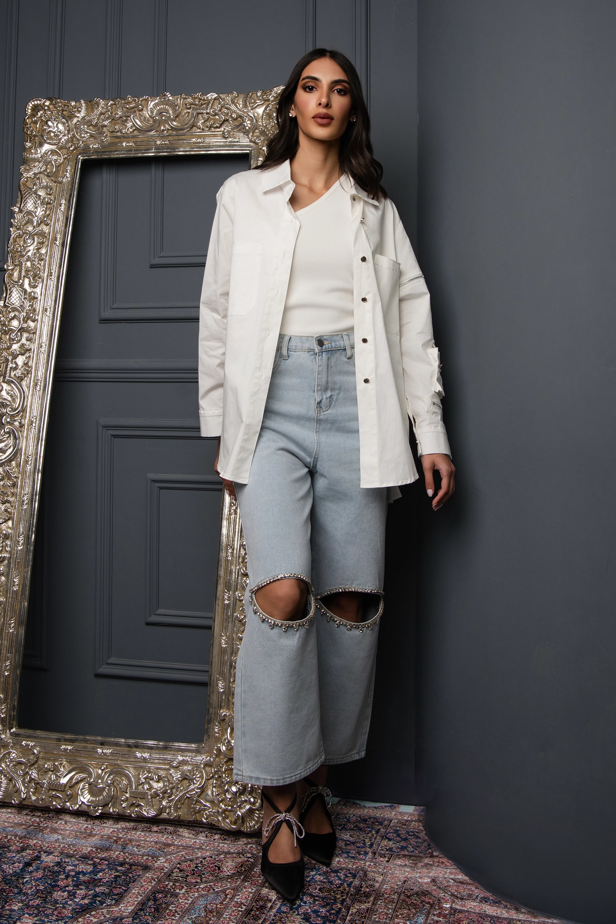 Shredded Denim  بنطال جينز