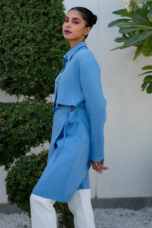 Aurora set of short skirt and long sleeve shirtطقم جاكيت طويل الكم مع تنورة قصيرة