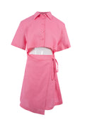 Set of Pink fit mini dress half sleeve plain فستان متناسق قصير كم قصير سادة