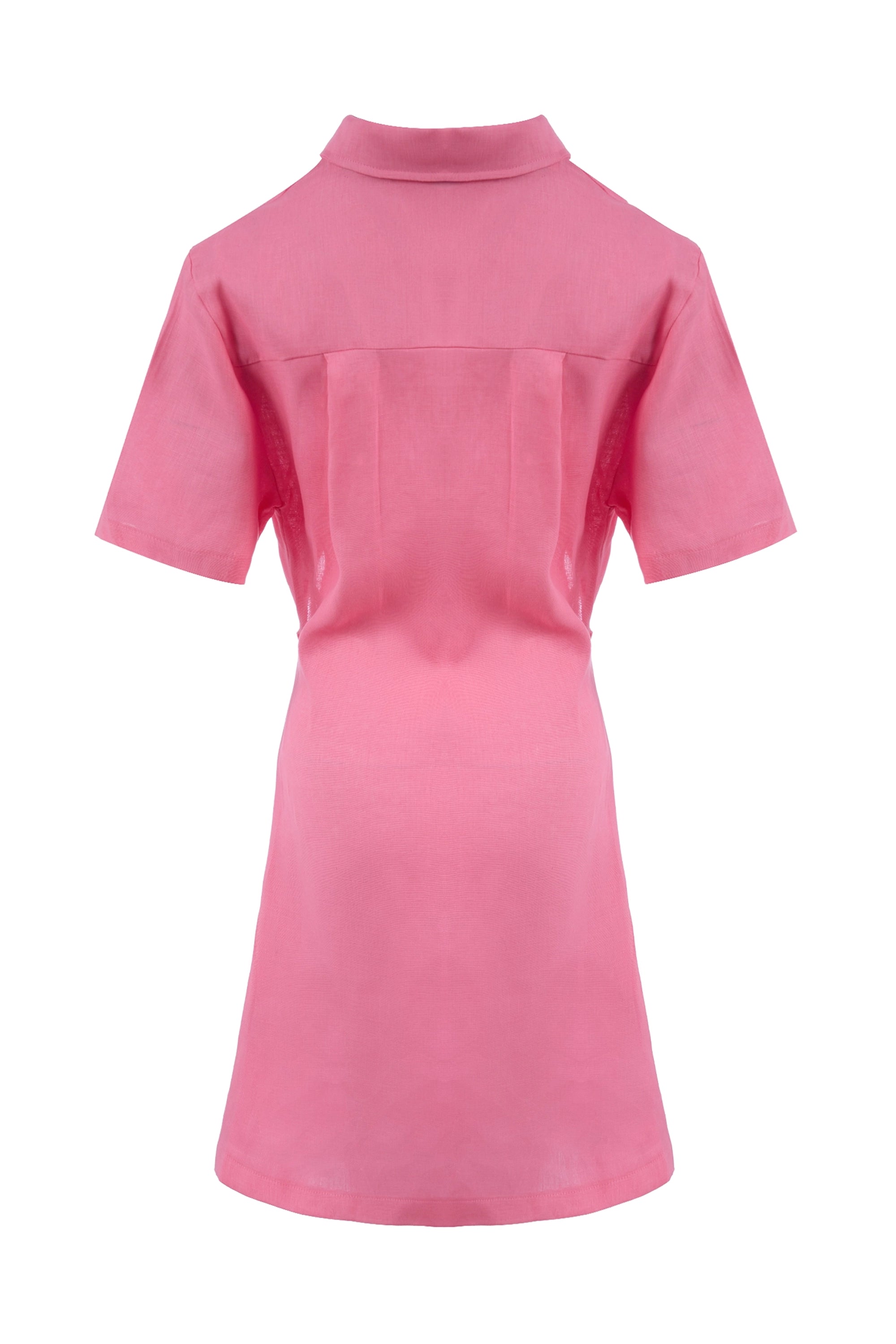 Set of Pink fit mini dress half sleeve plain فستان متناسق قصير كم قصير سادة