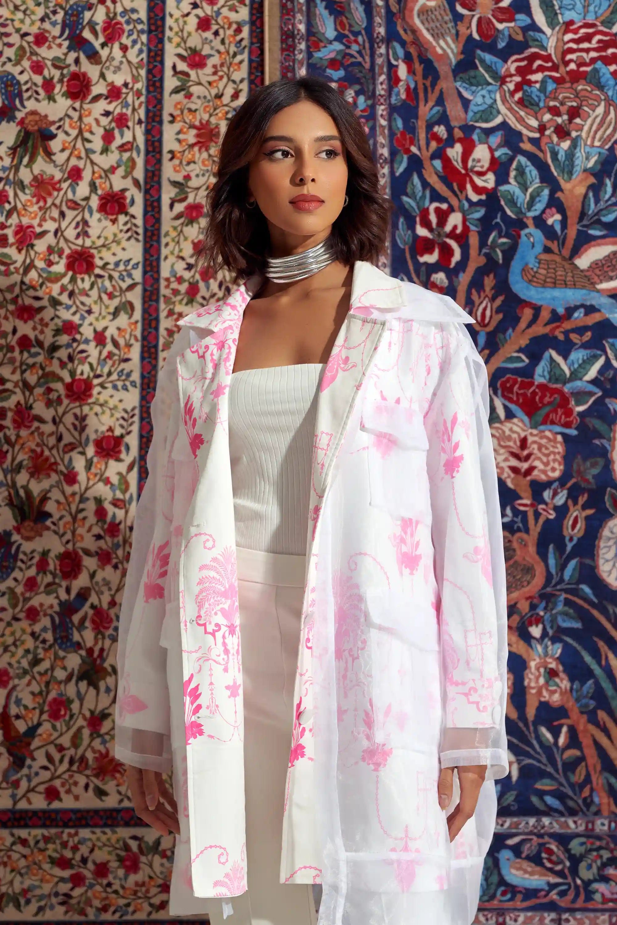 Lush Pink mid jacket long sleeve جاكيت متوسط الطول كم طويل