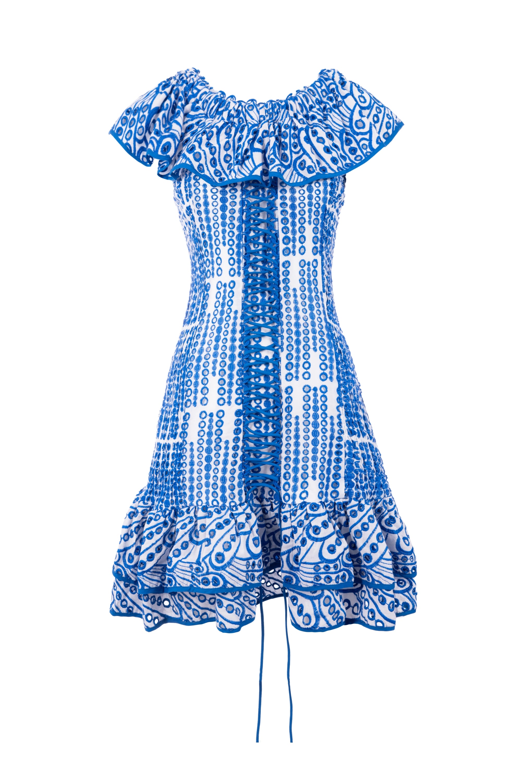 Blue Butterfly dress flow midi short sleeve shadedفستان واسع متوسط الطول بدون اكمام