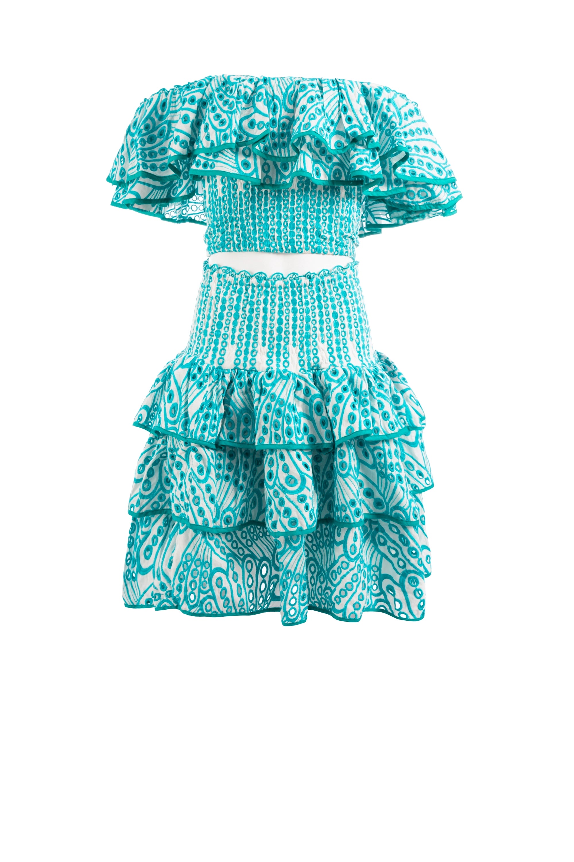 Skyline Serenade dress flow midi sleeveless shadedفستان واسع متوسط الطول بدون اكمام مزغرف