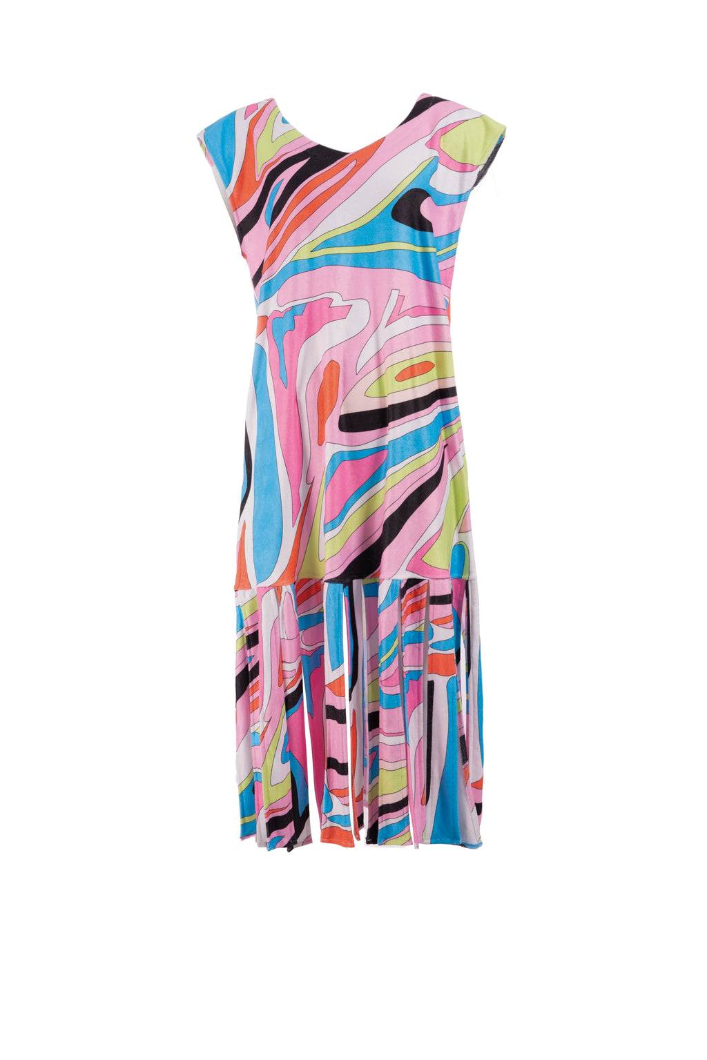 Rainbow Flow Dress sleeveless maxi multicolour printفستان واسع ماكسي بعدة زغرفات بدون اكمام