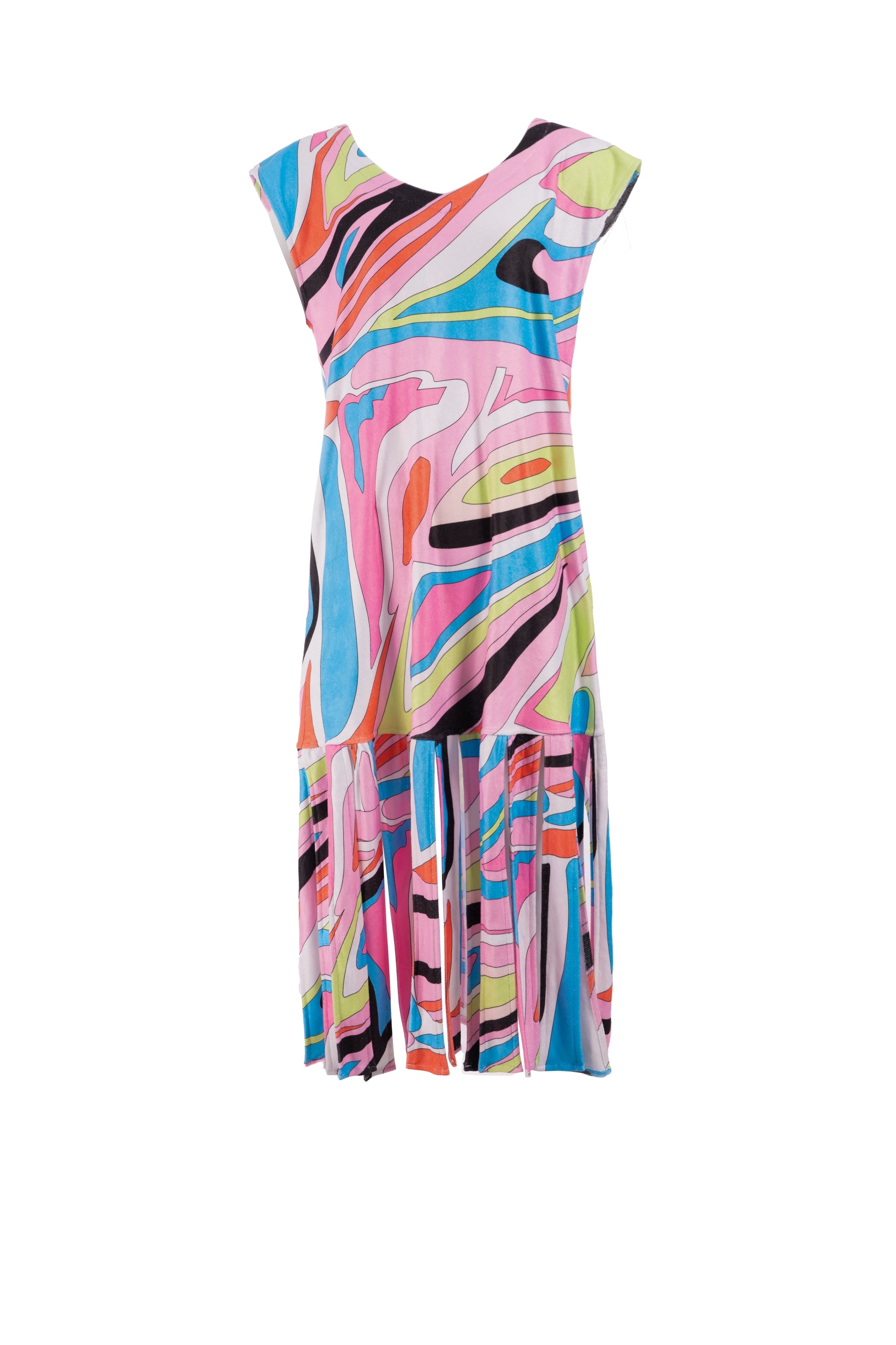 Rainbow Flow Dress sleeveless maxi multicolour printفستان واسع ماكسي بعدة زغرفات بدون اكمام
