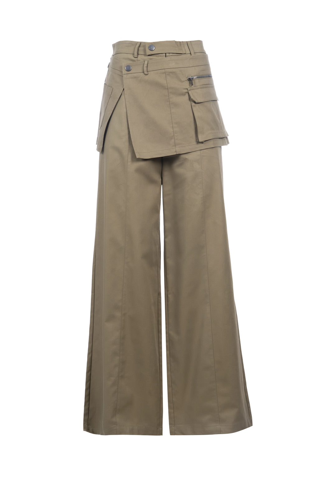SNAP OVER PANT High Rise. Flap with Cargo Pocket. Straight fit. Button & Zip Closure. واسع بخصر عالي