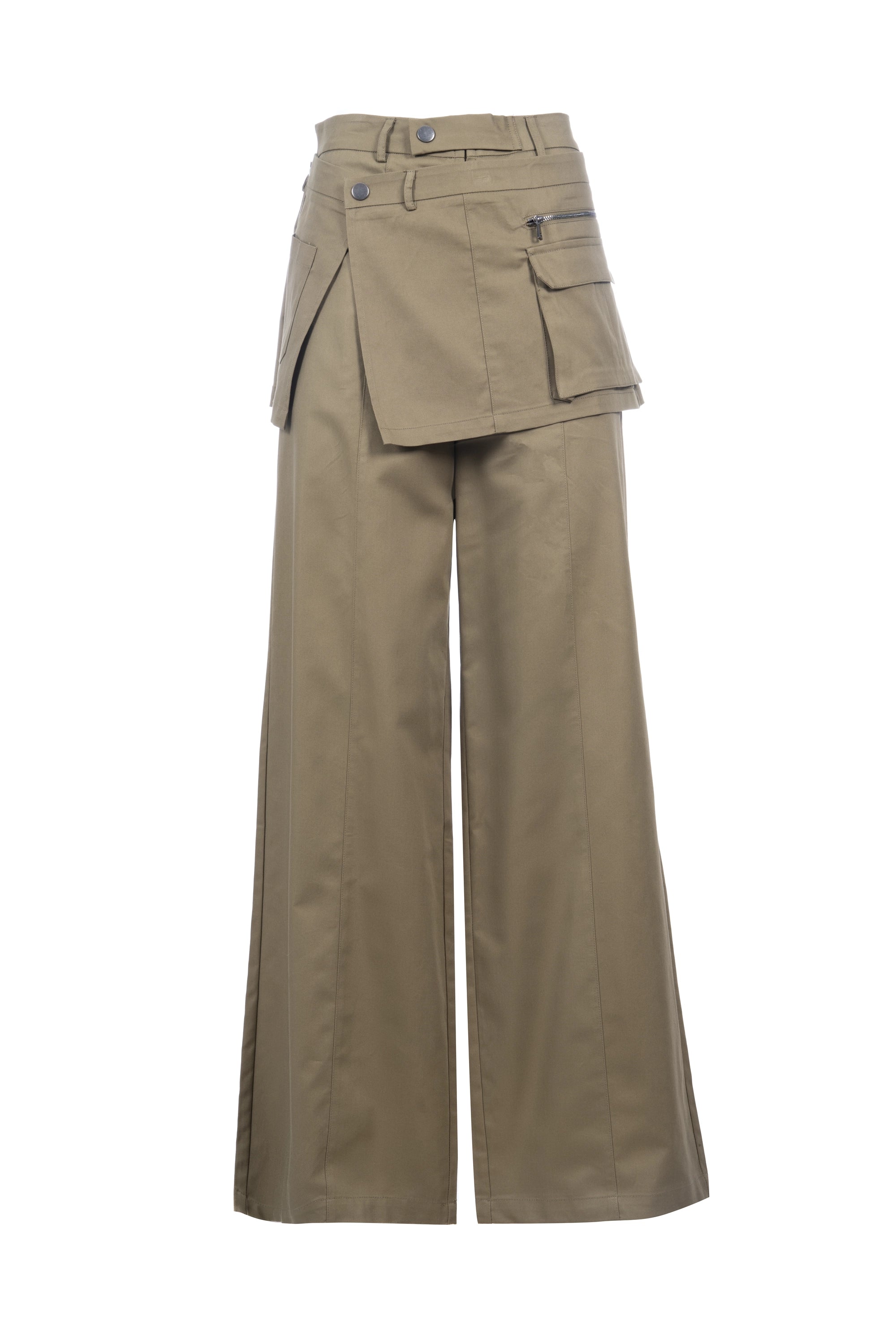SNAP OVER PANT High Rise. Flap with Cargo Pocket. Straight fit. Button & Zip Closure. واسع بخصر عالي