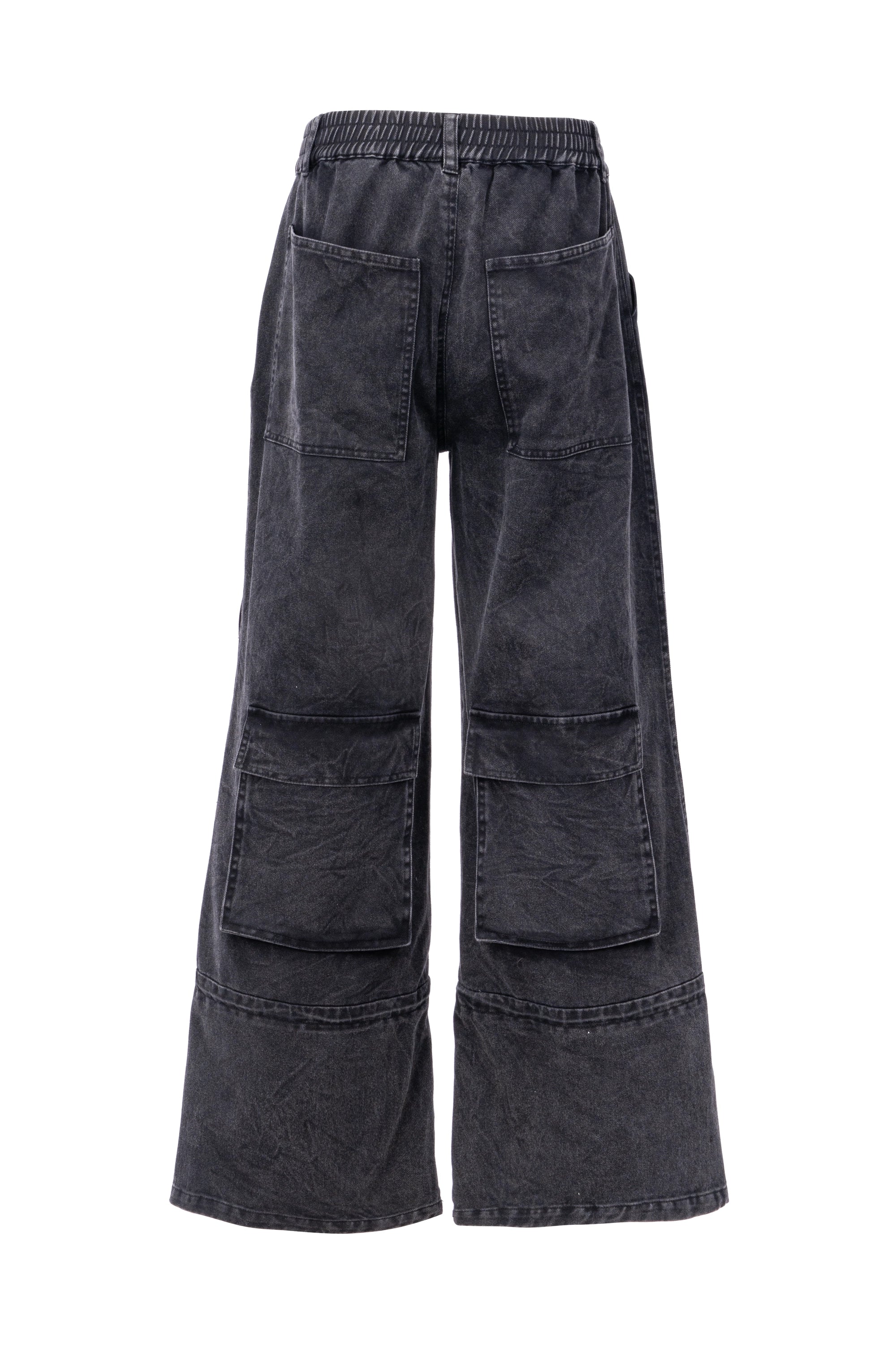 Washed black utility cargo pants بنطال كارغو أسود مغسول متعدد الاستخدامات