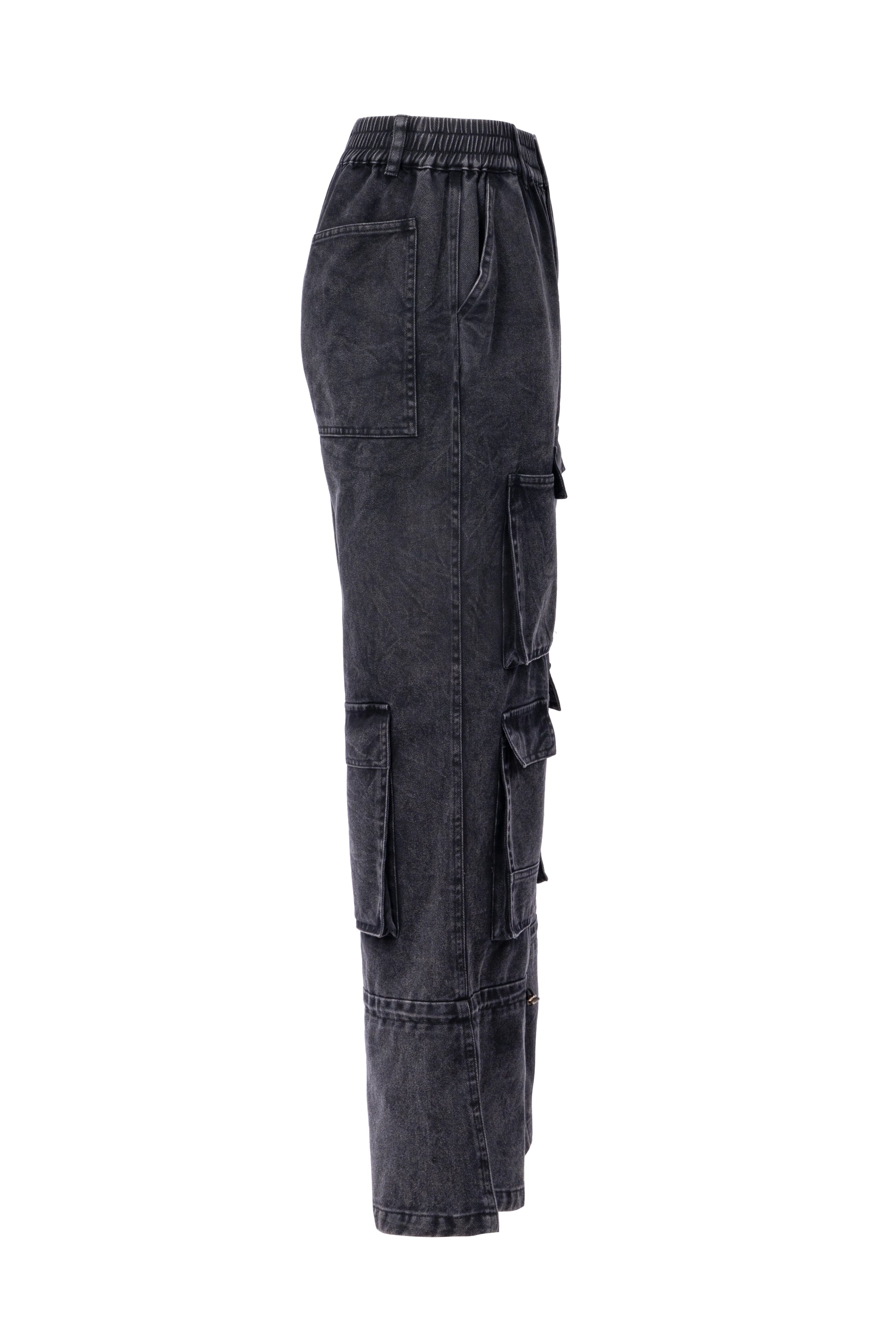 Washed black utility cargo pants بنطال كارغو أسود مغسول متعدد الاستخدامات