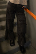 Washed black utility cargo pants بنطال كارغو أسود مغسول متعدد الاستخدامات