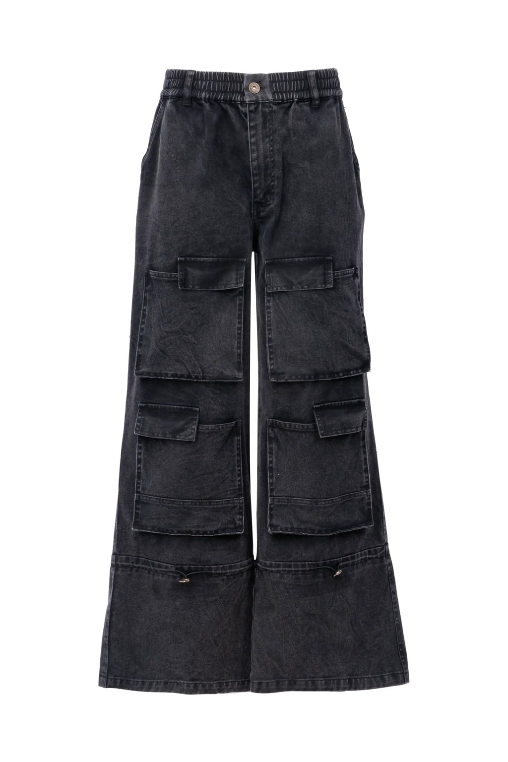 Washed black utility cargo pants بنطال كارغو أسود مغسول متعدد الاستخدامات