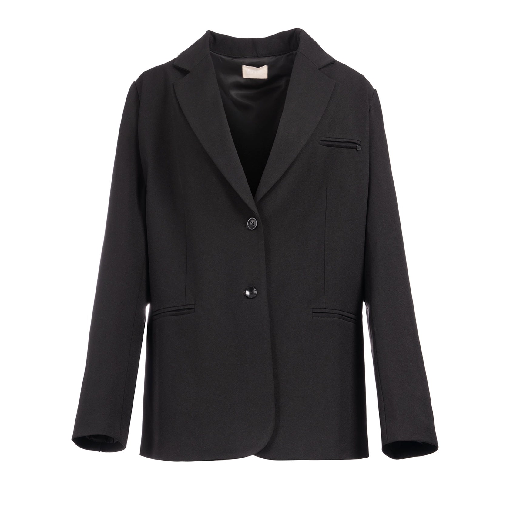 SLEEK SHADOW BLAZER Notch Lapel. Single Breasted Button Closure. Welt Pocket. تصميم ت خصوصي بأكمام طويلة وطول متوسط