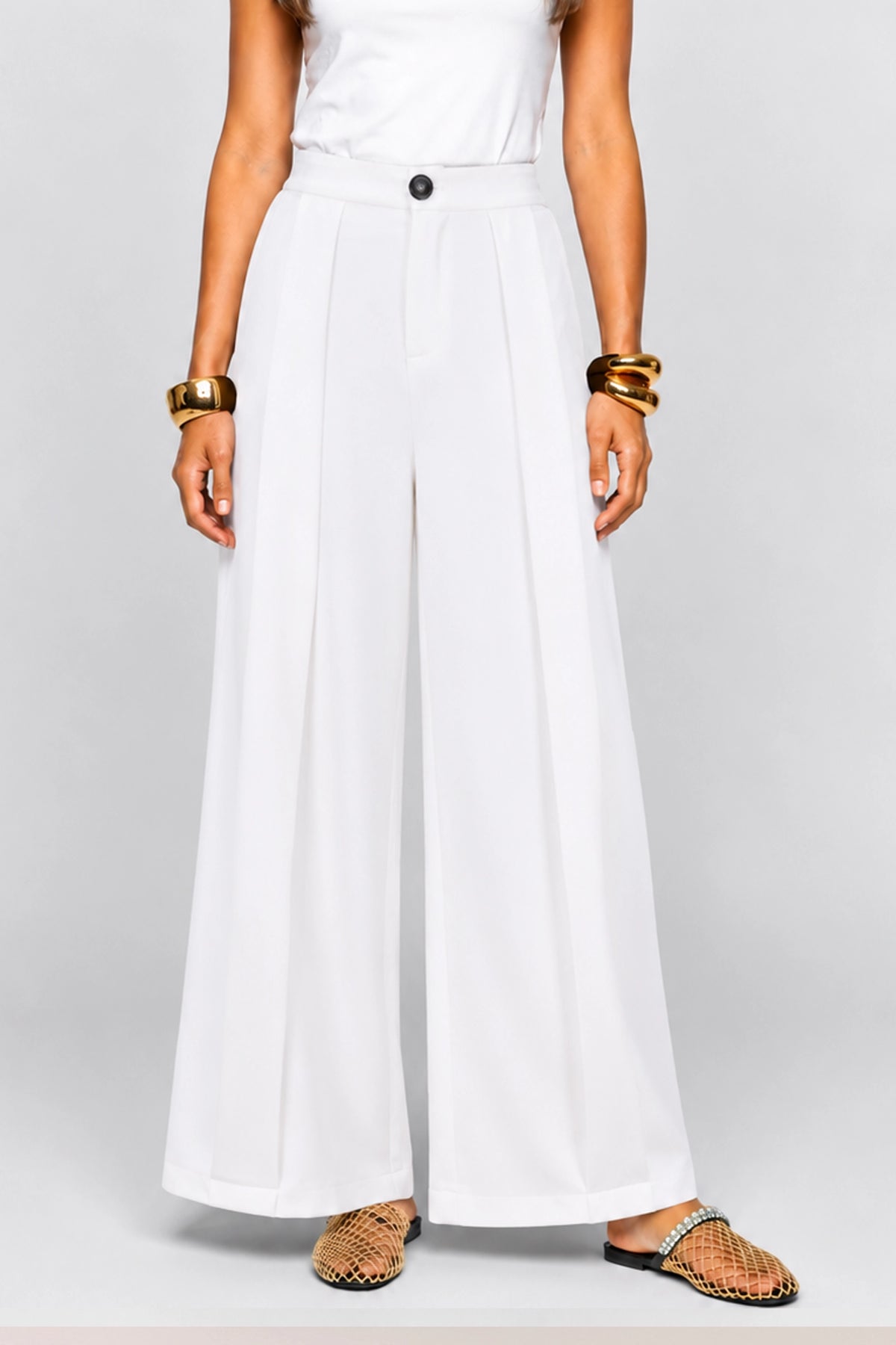 Highly Pleated Pleated pant straight fit بنطلون مطوي بقصّة مستقيمة