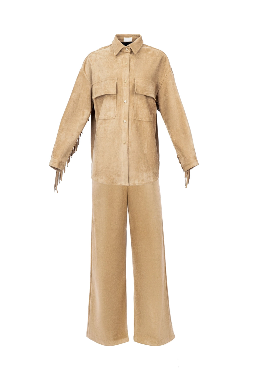 SUEDE STRAIGHT-LEG SET طقم بنطلون مستقيم من الجلد المدبوغ